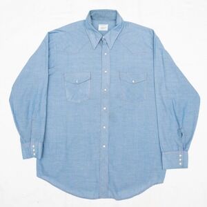 Vtg 70s 80s Big Mac Pearl Snap Workwear Long Sleeve Button Up Shirt Mens L